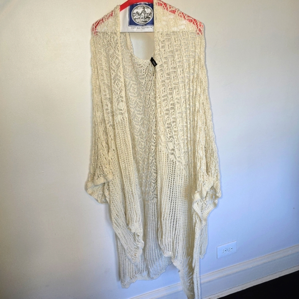 Torrid Cream Shrug Sweater with Airy Knit Design, Plus Size - One Size